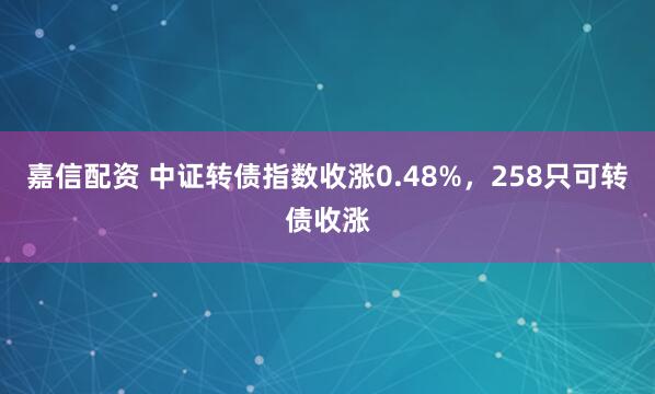 嘉信配资 中证转债指数收涨0.48%，258只可转债收涨